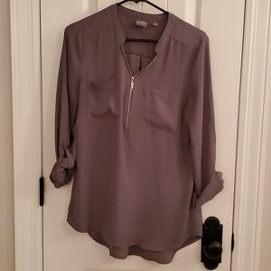 Gray, polyester, long sleeved blouse